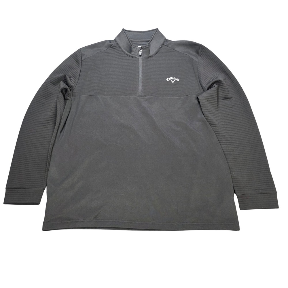 Callaway Quarter Zip Golf Pullover Men's Size XL Black Ribbed Sleeve Mock Neck